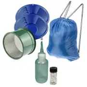 12" & 10" Blue Gold Pans Panning Kit with Sniffer & Vial, Small 6" Classifier