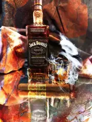 11 x 14 bevel matted Glossy Print Jack Daniel's Select Whiskey and Opus X Cigar