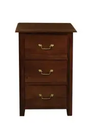 BENEDICT SOLID MAHOGANY TIMBER BEDSIDE TABLE WITH 3 DRAWERS IN MAHOGANY