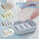 Double Layer Dish Plate Case Home Shower Soap Holder Plastic Soap Box Dispenser