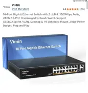 16-Port Gigabit Ethernet Switch with 2 Uplink 1000Mbps Ports, VIMIN 18-Port
