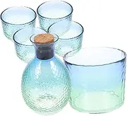 iplusmile Japanese Sake Serving Kit Glass Bottle Cups Japanese Sake Cups for Tea Parties or