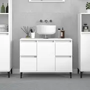 Bathroom Under Sink Cabinet, Bathroom Vanity Base Unit Storage Floor Cabinet Sink Cabinet White 80x33x60 cm Engineered Wood