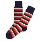 Men's Fahrenheit Navy & Red Stripe Sock Cotton Blend -Made in Italy
