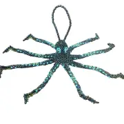 Spirit of Nature Ornament- OCTOPUS seed beads- blue green gray metallic