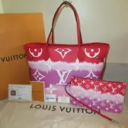 NEW 2020 Louis Vuitton Escale Red Pink Neverfull MM Shoulder Bag + POUCH