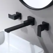 Decaura Black Square Bath Tap and 180° Swivel Bath Spout Set Wall Mount Bathroom