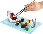 [EXLIPO] Shark Ceramic Sushi Plate Creative Shark Shaped Serving Platter Hand-Painted Food Serving Tray with Soy Sauce Bowl and Chopstick Holder Microwave/Oven/Dishwasher Safe Sushi Dishes