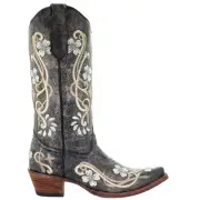 Corral Boots Embroidered Snip Toe Cowboy Womens Black Casual Boots L5175