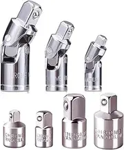 TULKUCBZBP Complete 7 Pieces Universal Joint Socket and Adapter Set 1/4 Inches 3/8 Inches 1/2 Inches Drive CR-V, Impact Universal Joint Set Socket Converter Socket Set(7pcs)