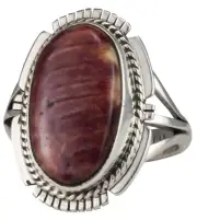 Navajo Native American Spiny Oyster Shell Ring Size 9 by Yazzie SKU229614