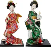 A Set of 2 Japanese Geisha Kimono Doll -Geisha Doll- 12 Inch, Asian Kimono Doll Collectible Figurine Decoration Gift,#020,30cm/4197 (Color : #24, Size : 30cm)