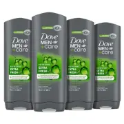 Dove Men+Care Body Wash Extra Fresh 4 Count for Men's 18 Fl Oz (Pack of 4)