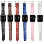 For Apple iWatch 9 8 7 6 5 4 3 2 Se Strap Crocodile Patterned Leather Watch Band