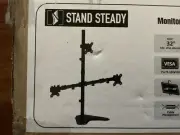 STAND STEADY MM3FSBL 3 Table Stand - Height Adjustable Monitor Stand 3 Monitors