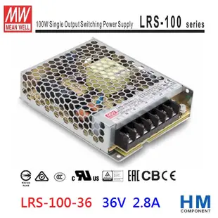 明緯 MW(MEAN WELL) 電源供應器 LRS-100-36 36V 2.8A-HM工業自動化