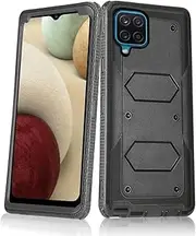 Asuwish Phone Case for Samsung Galaxy A12/M12 Cover Hybrid Shockproof Drop Proof Full Body Protective Cell Accessories Dual Layer Rugged Slim Mobile Glaxay A 12 5G Gaxaly A-12 S12 12A Women Men Black