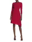 NWT Tash + Sophie Red Sleek Drape Dress With Asymmetrical Hemline Size M
