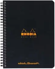 RHODIA 193439C - Spiral Notebook (Full Binding) Black Notebook - A5+ - Dot Dot Lines - 160 Detachable Pages - White Clairefontaine Paper 80 g/m² - SET OF 5 NOTEBOOKS