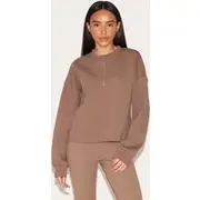 Petite Mushroom Quarter Zip Up Sweatshirt, Mushroom