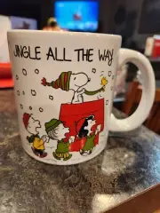 PEANUTS Gang Coffee Cup/Mug Christmas Jingle All The Way ~NEW~LOVELY 16 oz