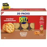 Peanut Butter Sandwich Crackers, Lunch Snacks, 20 Snack Packs (6 Crackers per Pa