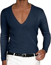 [Generic] Lady Workout Short Neck Solid Pullover Casual Men T Shirt Men Blouse Long Sleeve Tops