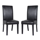 2x Wooden Frame Black Leatherette Dining Chairs with Solid Pine Legs Melbournian
