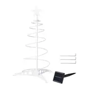 2 Ft LED Christmas Spiral Light with Star Finial Solar Panel Backyard Décor