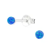 Sterling Silver Opal Ball Ear Studs