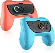 Lyvix Grips for Nintendo Switch 2 Joy-Con, 2-Pack Ergonomic Non-Slip Handles for NS2/NS/OLED Joy-Con, Dual Compatibility Accessory for Joy-Con Controller (Orange & Blue)