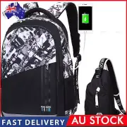 Anti-theft Men School Bag Laptop Backpack USB Charging Waterproof Shoulder-Bag,.