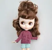Blythe doll clothes handmade Marsala hand knit sweater Blythe