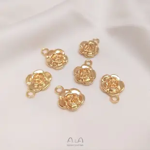 宏雲Hongyun-Ala--14K包真金色保色配件玫瑰花吊墜小花形吊飾手工diy手鏈耳環飾品掛件