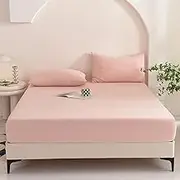 Extra Deep Pocket Fitted Sheet Breathable Thick Quilted Bed Sheets Non Slip Mattress Protector Cover Anti Wrinkle Bedrooms Bedspread Bedding for Twin/Full/King/Queen