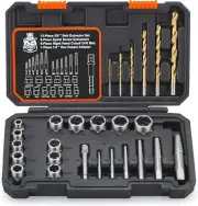REXBETI 26-Piece Bolt Extractor Screw Extractor Set and Cobalt Drill Bit Set,