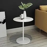 18.9"/ 23.6" Round Side Table, Coffee Table Height Modern Style Standing Cocktail Table Bistro Pub Table for Kitchen, Dining Room, Bistro, Nightstand Sofa Table, White(48x56cm)
