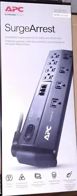 APC Surge Arrest Surge Protector 8 Outlet Power Strip 8 Foot Power Cord Black
