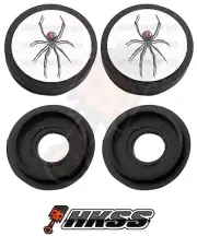 2 Black Custom License Plate Frame Tag Screw Cap Covers - WIDOW SPIDER WT 8QE