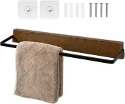 Wooden Towel Rail No Drilling Black Towel Holder Wall Mounted with Screw Towel Rail No Drilling Guest Towel Holder for Bathroom Kitchen Toilet Sink Bedro