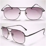 Mens Vintage Bifocal Lens Gunmetal Square 1.00 Reading Glasses - MODEL044