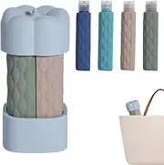 Shampoo Travel Bottles - Portable Refillable Containers,4-in-1 Spillproof Silicone Travel Bottles for Home, Gym, Hiking, Camping, Vacation