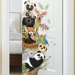 牆貼卡通動物幼兒園教室佈置房門貼兒童房間牆壁貼紙自粘牆面裝飾