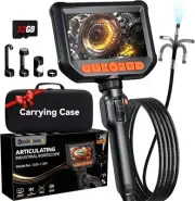 Two-Way Articulating Borescope Camera with Light, 1920P HD Endoscope Camera w...