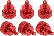 uxcell 6 Pcs 6#32 Knurled Thumb Screw Computer Case Threaded Hand Tighten Screws Aluminum Alloy for PC Case, Red