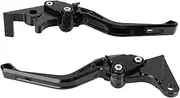 Pair of Motorcycle Brake Clutch Levers, CNC Aluminum Alloy Universal Motorcycle Adjustable Angle Ergonomic Brake Handlebar Replacement for CB350 Hness GB350 (Black)