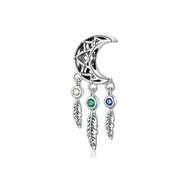 Bohemian Style Star Beads for Jewelry Feather Tassel Charm Fit Bracelet Silver plating Charm