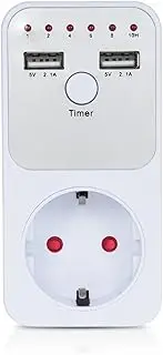 3680W Programmable Cou Down Timer Socket Electronic Timer Switch Surge Protector Outlet Dual USB Port with EU Plug