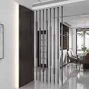 7pcs Room Divider, Wall Privacy Screen Protector, Metal Slats Paravent Partition Separator, Modern Wall Partition Column for Office Bedroom Room Devider Post 155-300cm(7pcs-C,225cm/89in/7.38ft)