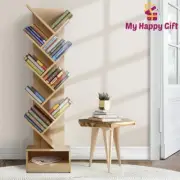 Artiss Bookshelf 9-Shelf Tree Display Shelf Book Storage Rack Bookcase Natural